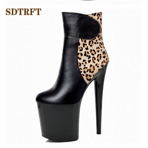 

boots sdtrft spring autumn stilettos 20cm thin heels ankle platforms shoes woman botas mujer party suede pumps us3-12 13 14 15, Black