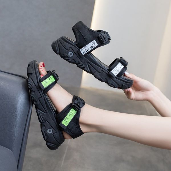 

multicolored sandals wedge espadrilles platform heel shoe thick beach shoes clear heels 2020 summer all-match on black