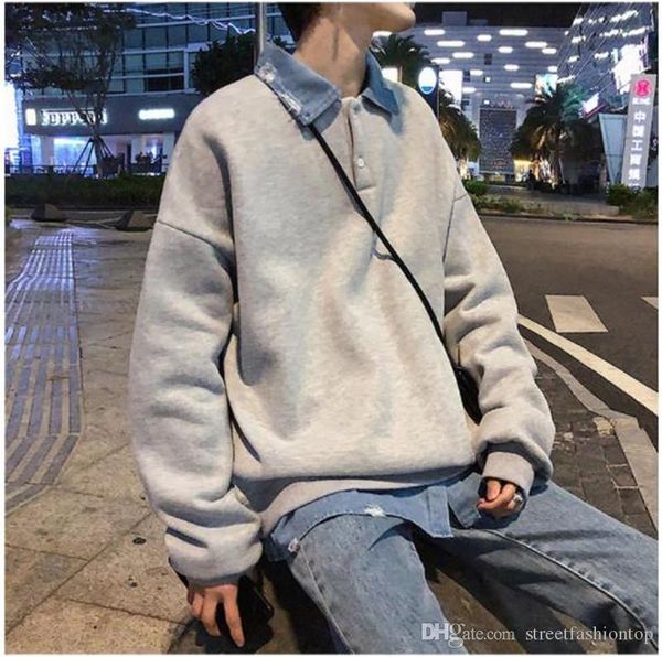

19aw mens designer hoodies fashion casual fake two piece solid color long sleeved sweatshirts new arrival mens clothing, Black
