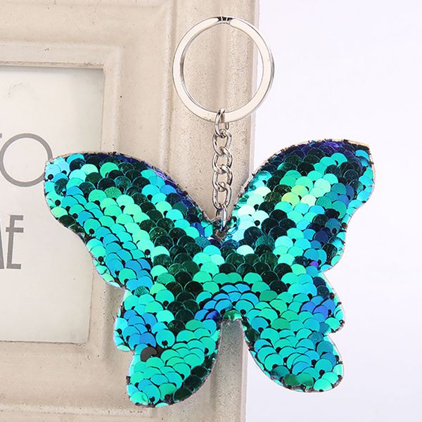 

butterfly crafted keychain fashion glitter hanging decoration backpack sequin accessories, Silver
