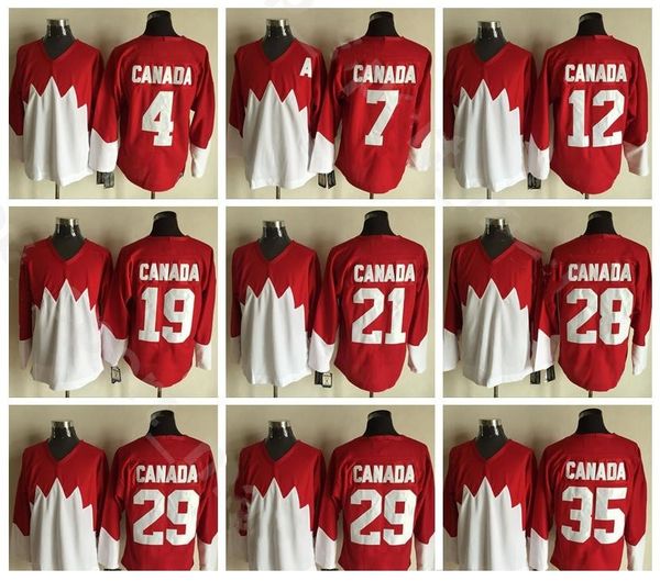 

1972 team canada vintage 4 bobby orr jersey men ice hockey 7 phil esposito 12 yvan cournoyer 19 paul henderson red white quality, Black;red