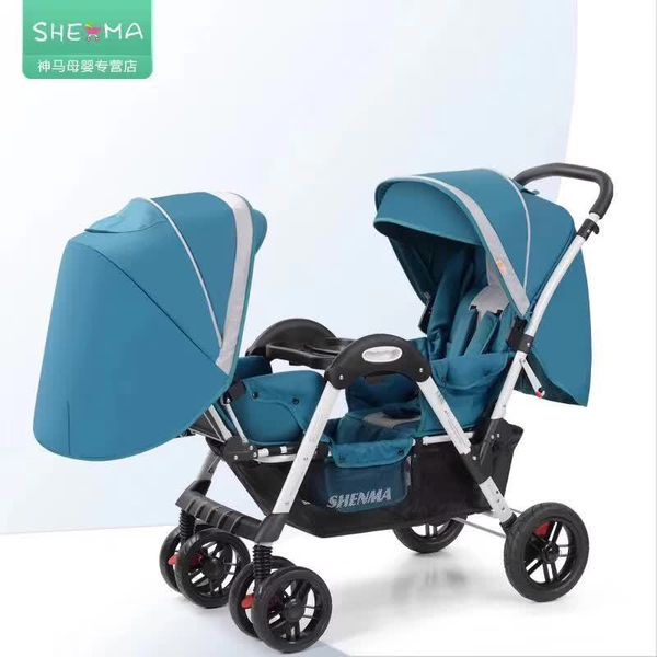 

twin stroller can sit, lie down, face to face with shock proof folding trolley