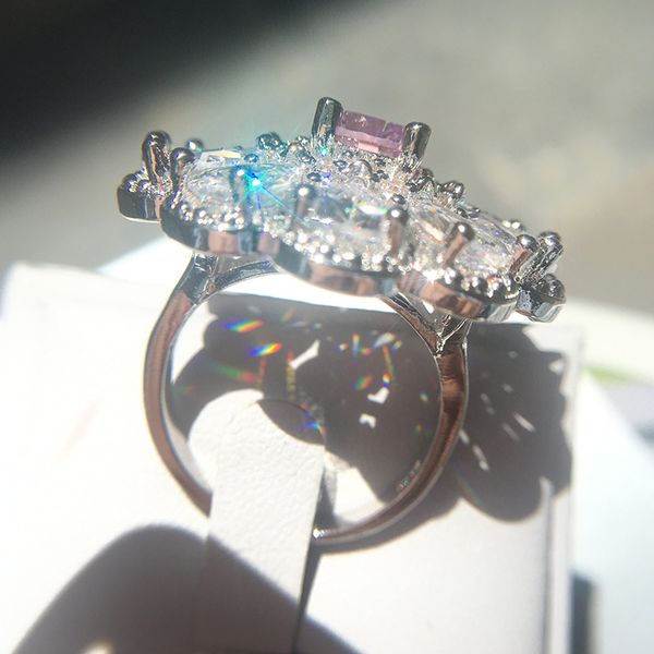 

wholesale-zircon ring seiko with cherry blossom in europe and america, Golden;silver