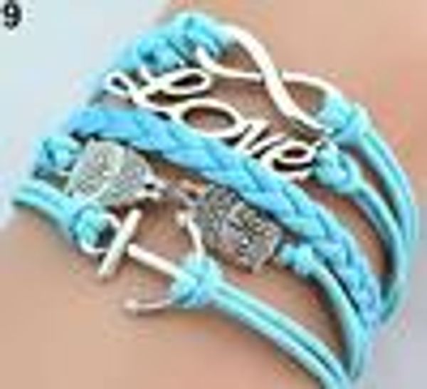 

wholesale-owls and anchor charm bracelets in silver 9colors friendship christmas gift 20pcs/lot hy1010, Golden;silver