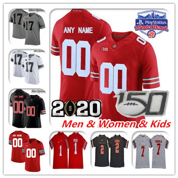 

custom 2020 ohio state buckeyes fiesta bowl jersey football kj hill chris olave tate martell binjimen victor jeffrey okudah osu women youth, Black