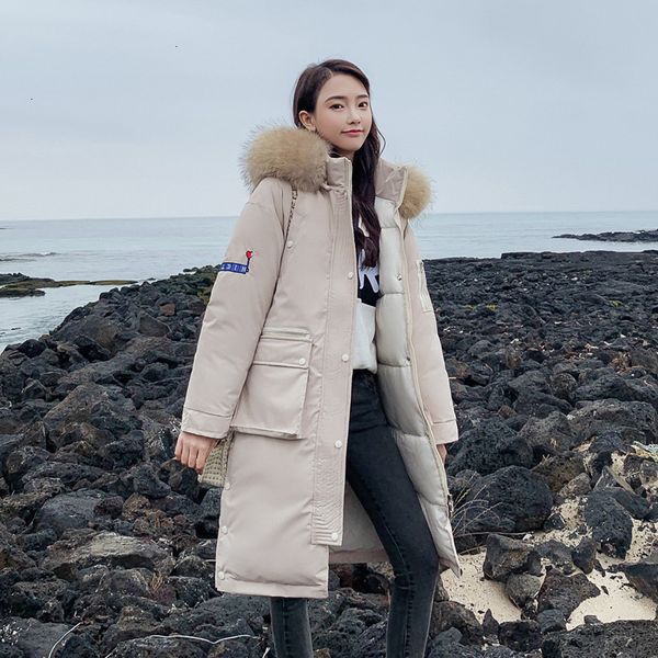 

2019 new fat women cape army green cotton coats women's big hair women's long slender winter parka coat, Black