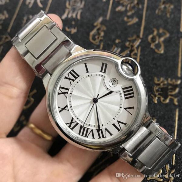 

2019 women fashion luxury designer mens watches vintage classic models bleu balloon quartz stainless steel 3 pointer with automatic date top, Slivery;brown