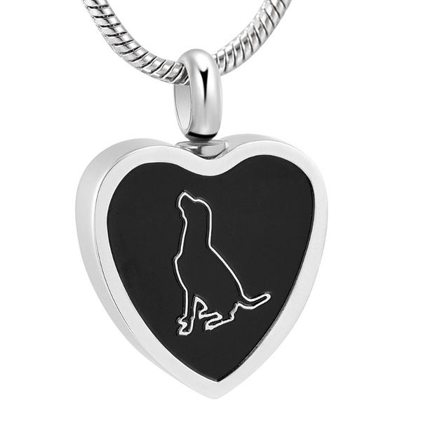 

dog cat in heart shape pendant necklace mini cremation locket urn pet memorial collar women gifts charm, Silver