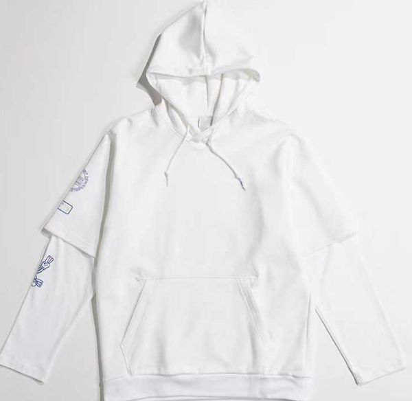 

mens designer hoodies luxury men autumn fake two pieces hooded hoodies new arrival mens brand sweatshirts fashion mens clothes, Black