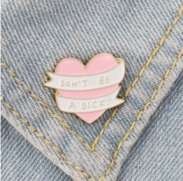 

jewelry brooch dont be a dick heart shape ribbon embrace brooch pins enamel alloy pin brooches, Gray