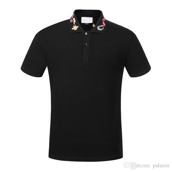 

2019ss embroidery t shirts for men italy fashion poloshirt shirt men high street snake little bee tiger print mens g polo g shirt, White;black