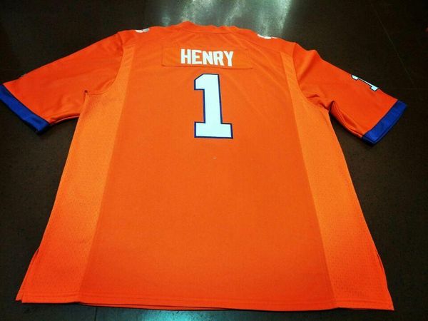 

men clemson tigers kj henry #1 real full embroidery college jersey size s-4xl or custom any name or number jersey, Black;red