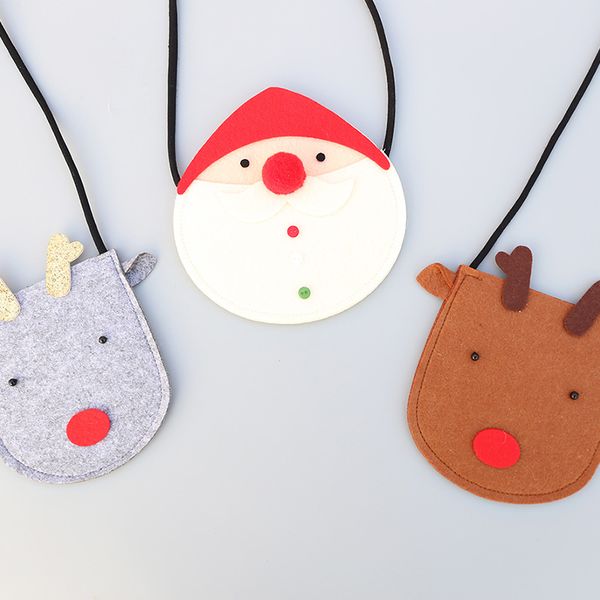 

korea handmade cute non-woven fabric cartoon elk santa claus children girl kids necklace bag apparel accessories-xthcgnlb012f, Silver