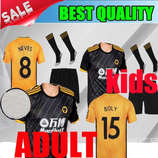 

2019 wolverhampton wanderer away kid black occer jer ey 19 20 wolve cami eta home neve ai raul 2020 child hirt hort