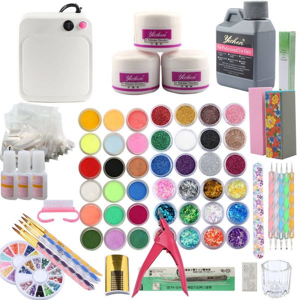 

acrylic nail art manicure kit 36w uv lamp 12pcs nail glitter decoration acrylic pen brush art tool kit manicure sets