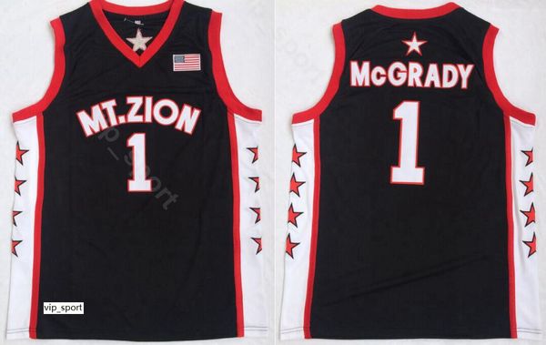 

college tracy mcgrady jersey 1 christian mt.zion t-mac basketball jersey team color black breathable university on sale