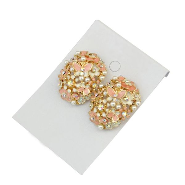 

charming pearl rhinestone flower butterfly earring ear stud, Golden