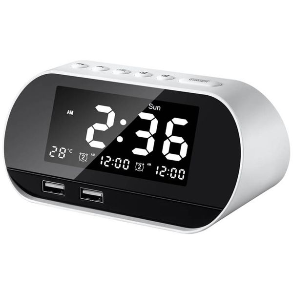 

alarm clocks for bedrooms, led digital alarm clock radio with fm radio, dual usb port for charger, dimmer snooze sleep timer , b