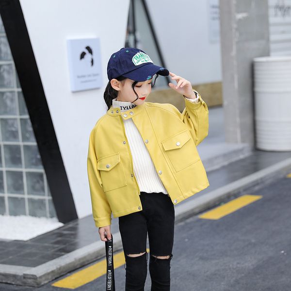 

2020 spring autumn girls loose fashion solid color leather jacket, Blue;gray