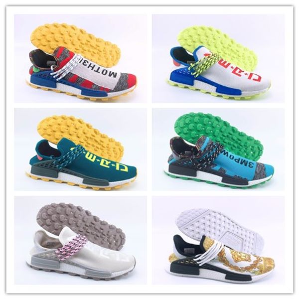 

human race trail running shoes men women pharrell williams hu runner yellow black white red green grey blue sports runner sneaker