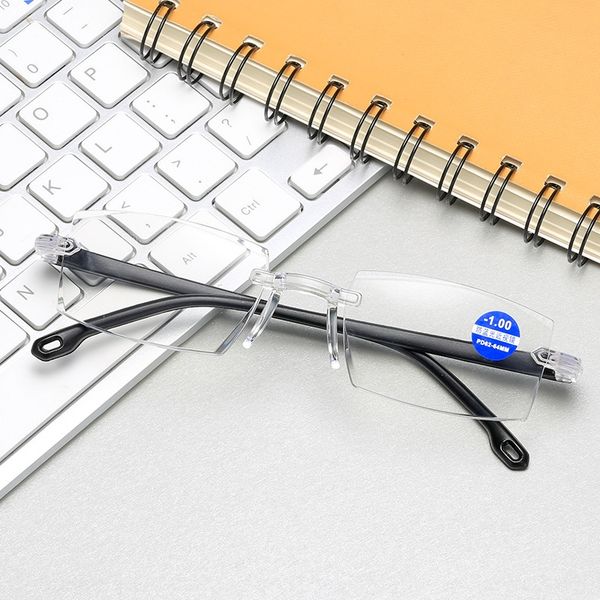 

frameless trimming glasses frame 100-400 degree finished myopia anti-blue glasses for men and women, Silver