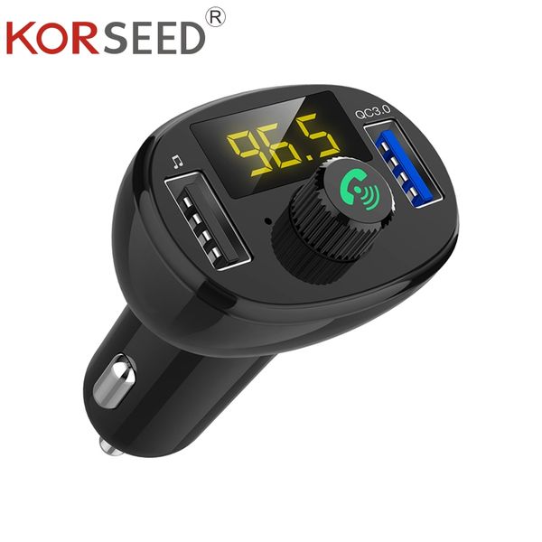 

korseed qc 3.0 bluetooth car kit quick dual usb car charger fm transmitter modulator audio music mp3 player handscarkit