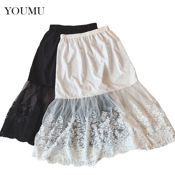 

women lady lace slip casual skirt knee length natural waist a-line floral underskirt petticoat fashion new white black 904-733