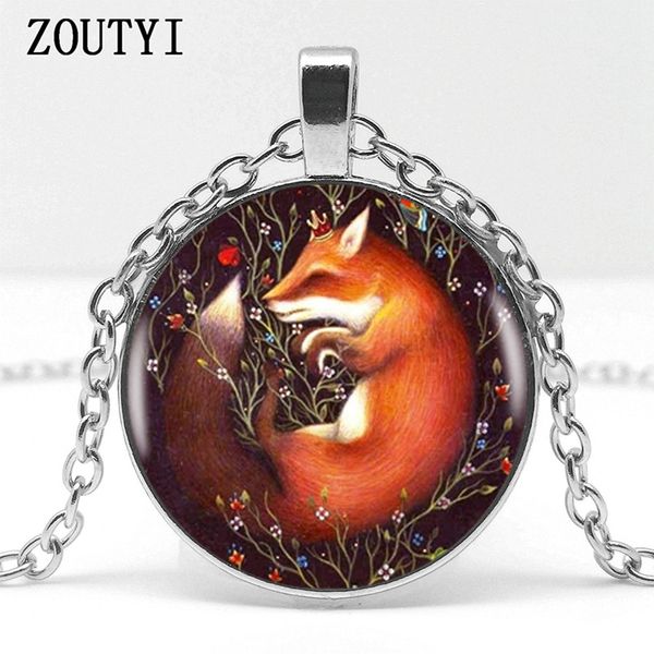 

2018 / artistic sense of flowers sleeping pattern glass pendant necklace, men and women pendant necklace jewelry, Silver