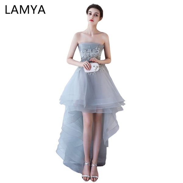 

ламия sexy backless пром платья короткие передний длинные назад вечерние платья партии модные scalloped платье-де-феста курто, White;black