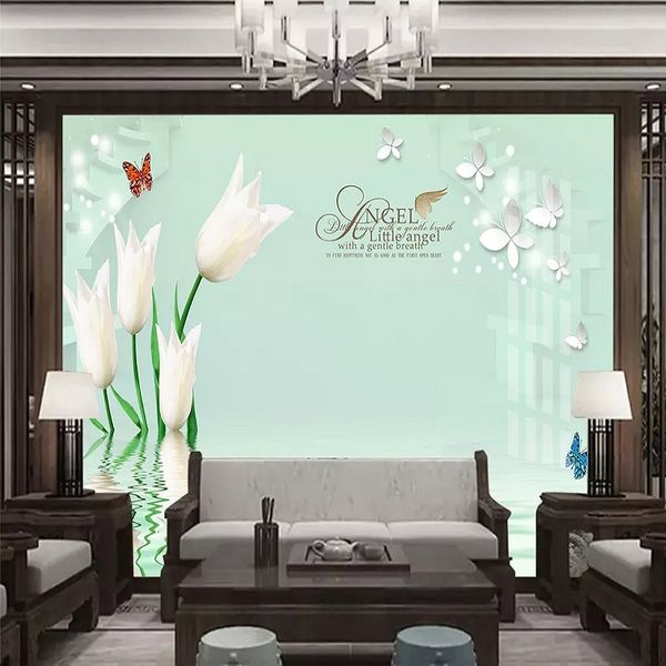 

custom large mural 3d wallpaper modern creative 3d expansion space daffodil bedroom tv back wall decor deep 5d embossed