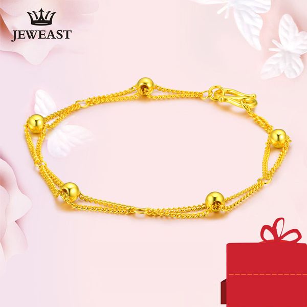 

24k pure gold bracelet real 999 solid gold bangle women lucky bead beautiful trendy classic party fine jewelry sell new 2018, Golden;silver