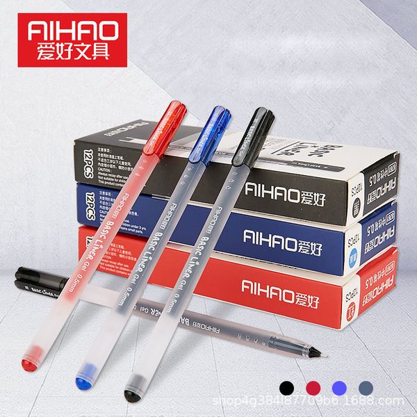 

12pcs/lot simple 0.5mm pens for office gel pen black ink gift students pens stationery store school writing supplies