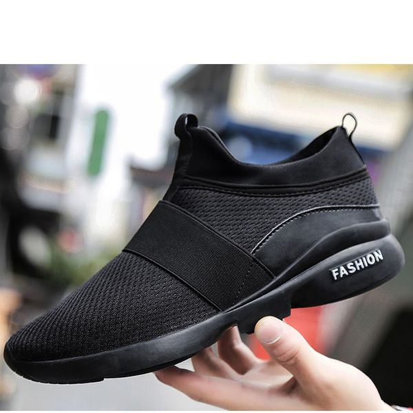 

merkmak summer breathable mesh men sneakers fashion splice soft outdoor shoes men anti-skid lace up casual mens footwear flat, Black