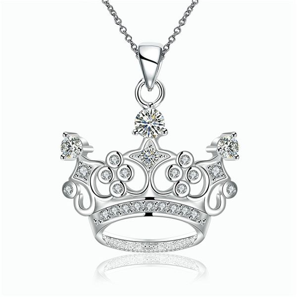 

plated sterling silver necklace 18 inches classic crown lady pendant necklace dhsn743 sale 925 silver plate pendant necklaces jewelry
