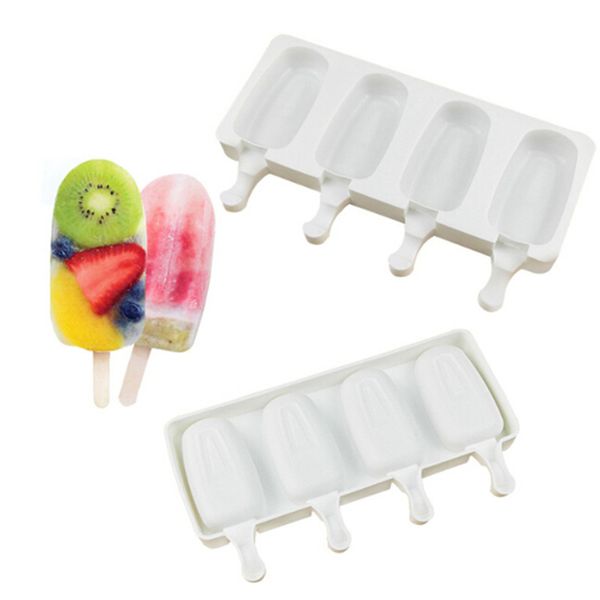 

4 cell mini silicone frozen ice cream pop popsicle mold tray pan kitchen tools diy ice maker lolly mould cake fondant mould
