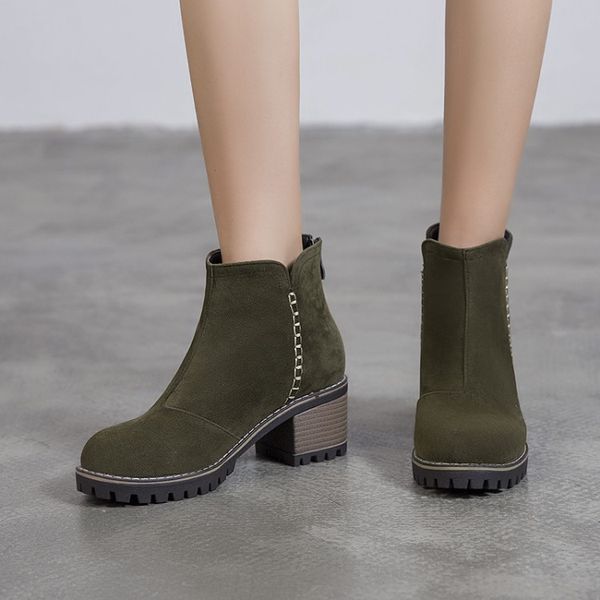 

oversized 12 boots women shoes ankle boots for women ladies shoes woman winter pure color round head, Black