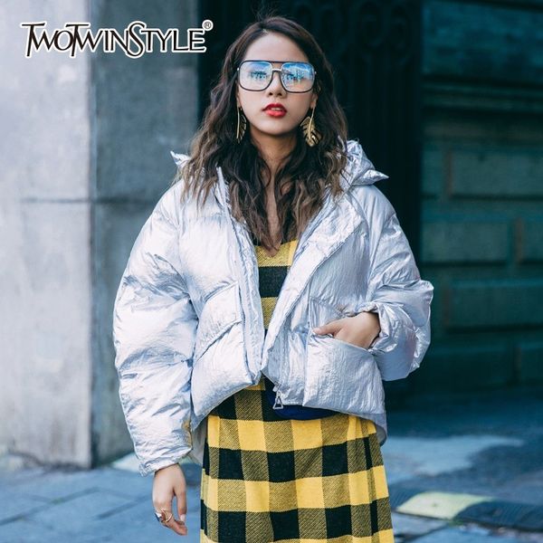 

twotwinstyle winter women's hoodies cotton jacket batwing long sleeve plus thick warm coats female korean fashion 2018 tide, Black