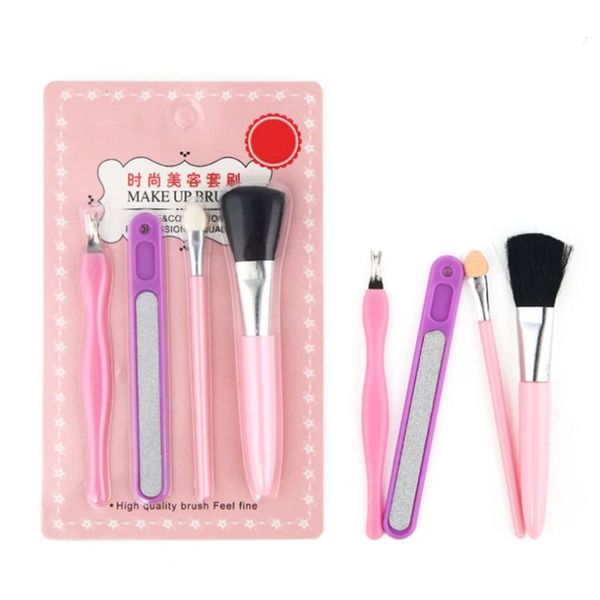 

4 in 1 professional beauty tool set makeup eyeshadow brush nail file dead skin fork cuticle remover pedicure cosmetic applicator