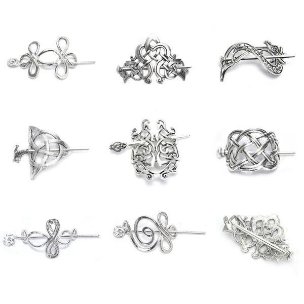 

1PCS Hairpins For Women Viking Celtics Knotwork Hairpin Hair Jewelry For Women Cetilcs Hair Jewelry, Golden;white
