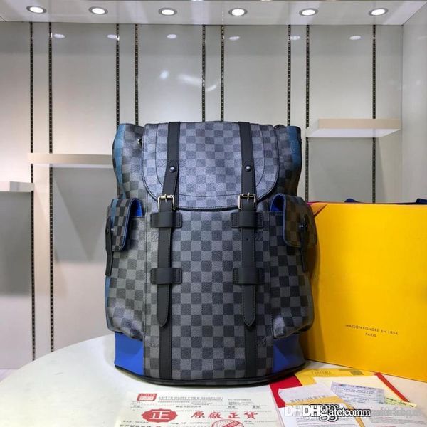 

no.1louisvuitt new n41379 backpack chriser blue pm damier graphite mens fs mint size:41 x 47 x 13cm