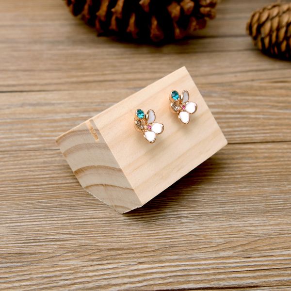 

[ddisplay]creative cuboid earrings jewelry display solid wood personalized earring display holder pine wooden earring studs display stand, Black