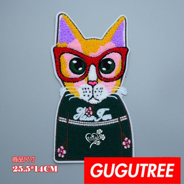 

gugutree embroidery big patches cats patches badges applique patches for clothing bp-785, Black