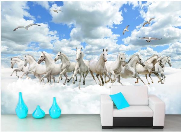 

hd cloud ten horses wall wallpaper for walls 3 d for living room