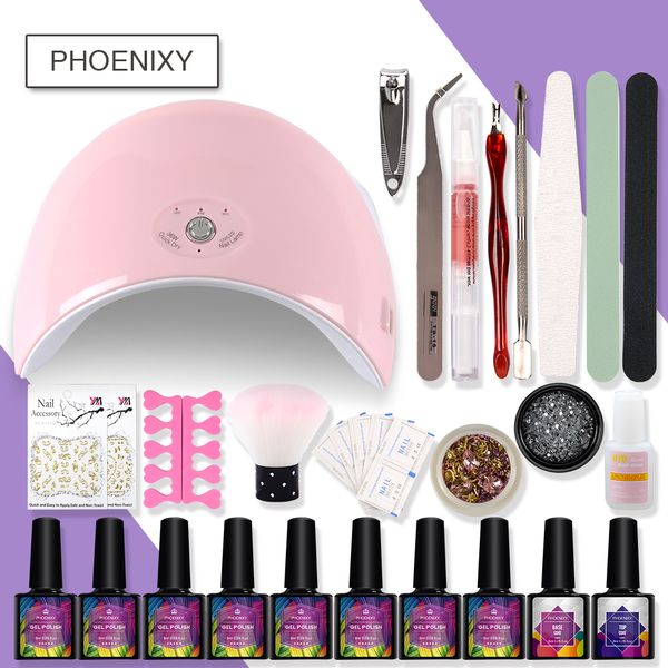 

full manicure set gel nail kit 36w uv lamp for nail 8ml gel polish soak off manicure art tools kit with lamp for sets