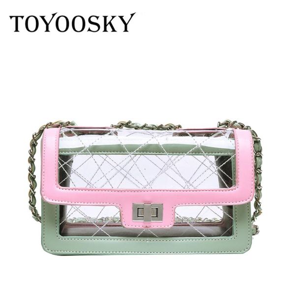 

toyoosky women summer crossbody bag pvc transparent composite bags set with purse waterproof quilted plaid beach handbags female