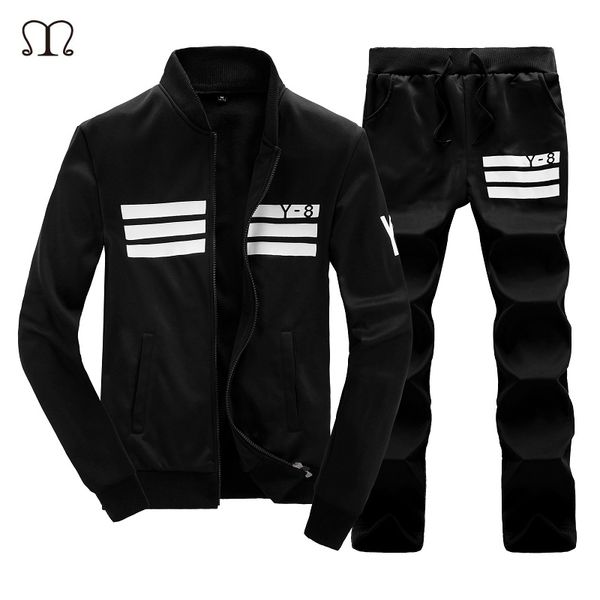 

марка tracksuit мужчины 2018 мужская мода осень спортивная set 2 шт zipper толстовка с капюшоном куртка + наборы pant moleton мужчина для, Gray