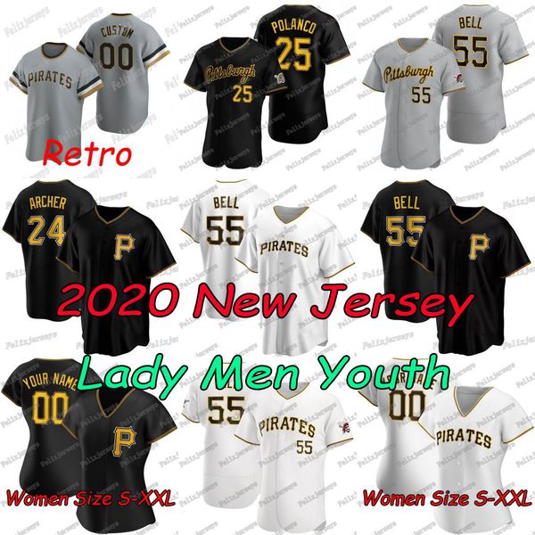 

55 josh bell lady men youth 2020 chris archer starling marte gregory polanco jameson taillon roberto clemente francisco cervelli jersey, Blue;black