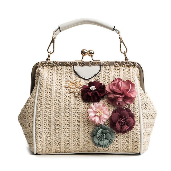

women vintage rattan handbag 2019 new female bohemian summer beach straw bags lady simple weave bag handmade casual large tote