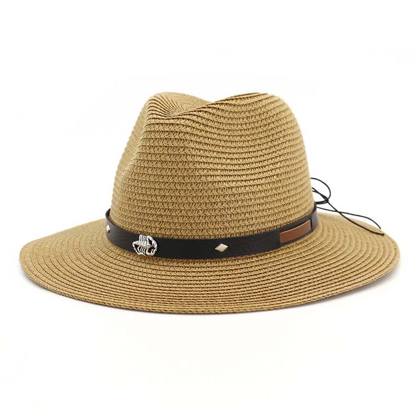 

2019 summer straw hat scorpion ribbon women wide brim jazz beach hat sun sun block uv protection panama ad0851, Blue;gray
