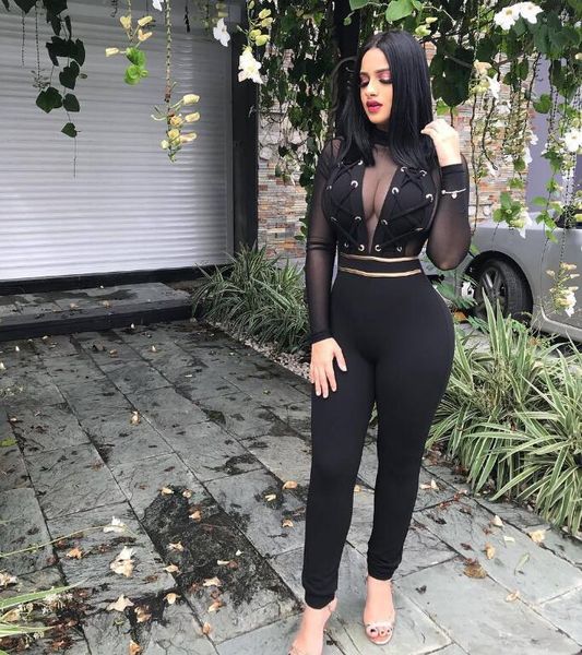 

women one piece set v-neck outfits jumpsuits half sleeve print bodycon pencil full length long pants rompers night club suit